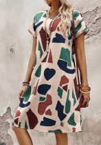 Women Printed Round Neck Dress