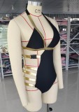 Women Solid Shiny Swimwear  Two Pieces Bikini