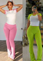 Women American Contrast Raglan Sleeve Casual Sports Yoga Top and Long Pants Two-Piece Set Women American Contrast Raglan Sleeve Casual Sports Yoga Top and Long Pants Two-Piece Set