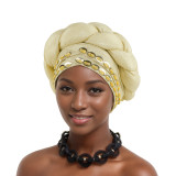 Women sewn sequined African turban hat