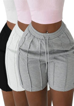 Women Spring Solid Casual Drawstring Shorts