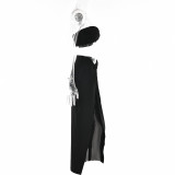 Women Summer Sexy Suspender Strapless Top and Slit Skirt Two-Piece Set
