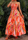 Women Summer Career Sleeveless Printed Strap Dress