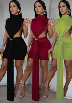 Women spring high collar sexy party sleeveless Bodycon Dress