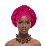 Women wedding party multi-layer diamond-studded African turban hat