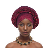 Women wedding party multi-layer diamond-studded African turban hat