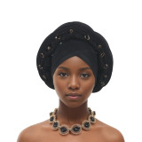Women wedding party multi-layer diamond-studded African turban hat