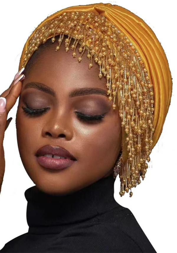 Women heavy-duty multi-layer tassel hat Baotou hat Muslim hat Xiyintemu haircut