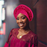Women wedding party multi-layer diamond-studded African turban hat