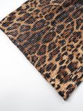 Women Spring Summer Sexy V Neck Leopard Print Backless Dress