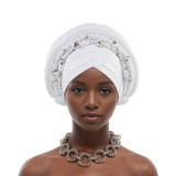 Women wedding party multi-layer diamond-studded African turban hat