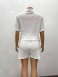 Women African Summer Short Sleeve Shirt Shorts Casual Two-piece Set