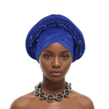 Women wedding party multi-layer diamond-studded African turban hat