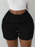 Women Spring Solid Casual Drawstring Shorts