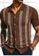 Men's Summer Striped Jacquard Knitting Short Sleeve Polo Top