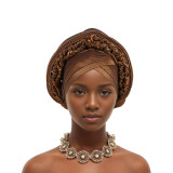 Women wedding party multi-layer diamond-studded African turban hat