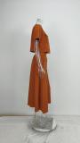 Elegant Solid Short Sleeve Spring Casual Two Piece Skirt Set