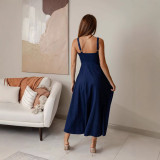 Summer Low Back Sleeveless Strap Denim Dress