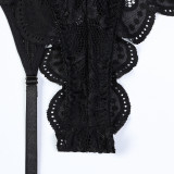 Crystal Heart Hollow Lace Sexy Three Piece Lingerie Set