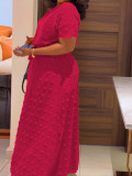 Women Summer Plus Size Solid Bat Sleeves Dress