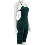 Spring Sexy Halter Neck Backless Short Jumpsuit