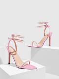 Pearl Ankle Strap Pink Summer High Heels