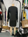 Women long sleeve lace Patchwork V-neck dress