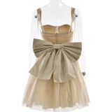 Spring Sexy Mesh Patchwork Off Shoulder Strapless Dress