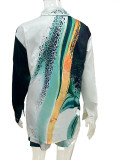 Women's Long Sleeve Printed Shirt Shorts Printed Two Piece Set