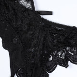 Crystal Heart Hollow Lace Sexy Three Piece Lingerie Set