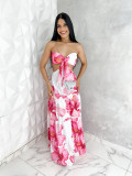 Women Printed Strapless Summer Dress