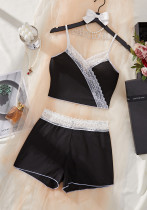 High End Lace Strap Sexy Sleepwear Two Piece Set High End Lace Strap Sexy Sleepwear Two Piece Set