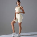 Tight Fit Solid Sports Bra Yoga Shorts Set