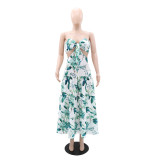 Women Printed Strapless Summer Dress