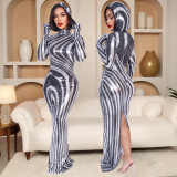 Women Sexy Hooded Slit Dress