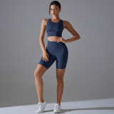Tight Fit Solid Sports Bra Yoga Shorts Set