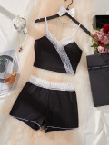 High End Lace Strap Sexy Sleepwear Two Piece Set
