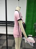 Women's V Neck Letter Print Contrast Sports Style Shorts Set