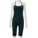 Spring Sexy Halter Neck Backless Short Jumpsuit
