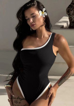 Women Solid Sexy One Shoulder Design One-Piece Swimwear Women Solid Sexy One Shoulder Design One-Piece Swimwear