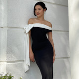 Autumn Winter Off Shoulder Sleeveless Bodycon Dress