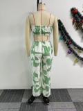 Women Elegant Strapless Printed Wide-leg Jumpsuit
