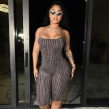 Spring Sexy Halter Neck Backless Short Jumpsuit