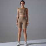Tight Fit Solid Sports Bra Yoga Shorts Set