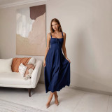 Summer Low Back Sleeveless Strap Denim Dress