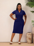 Elegant Plus Siz Office Chic V Neck Slim Fit Pencil Midi Dress