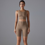 Tight Fit Solid Sports Bra Yoga Shorts Set