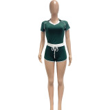 Women's Casual Sports High Stretch Yoga Two Piece Shorts Set