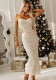 Women Sequin Beaded Strappy Party Slit Dress