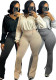 Twist Strip Hoodie Bell Bottom Pants Patchwork Two Piece Set